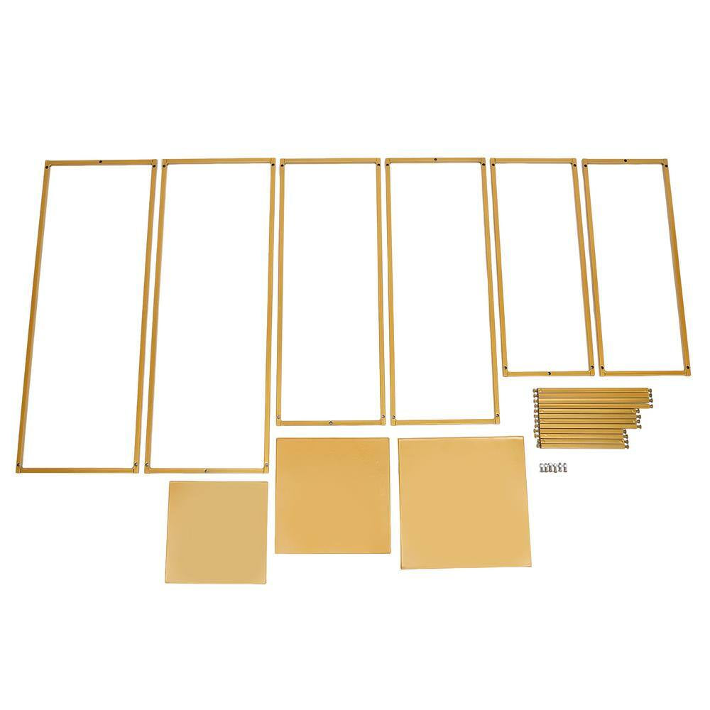 27.56 In. X 10.23 In. Set of 3 Metal Square Gold Wedding Backdrop Grande Vinyl Arbor