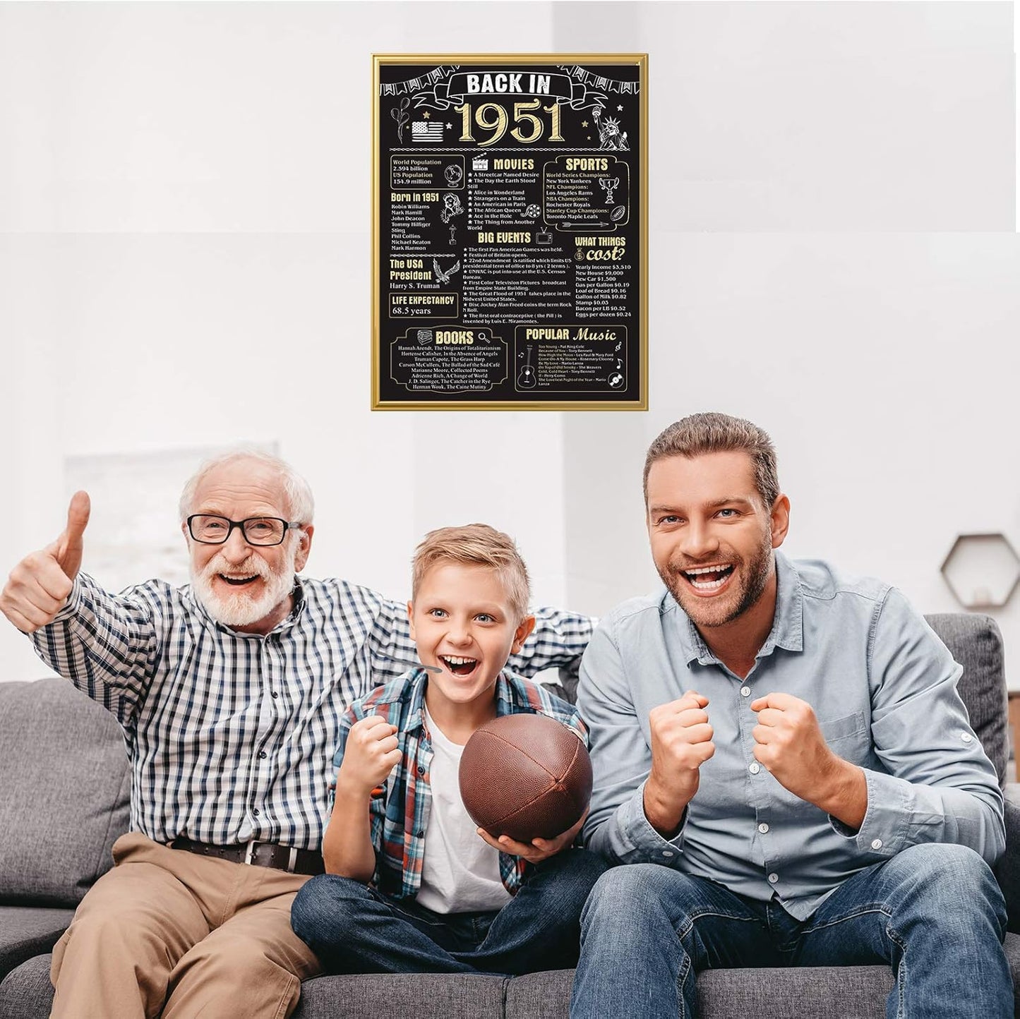 71Th Birthday Decorations for Men Women 71Th Birthday Gift for Him Back in 1951 Poster Decor Black and Gold 11 X 14 Inch 71 Years Ago Decor(Back in 1951)