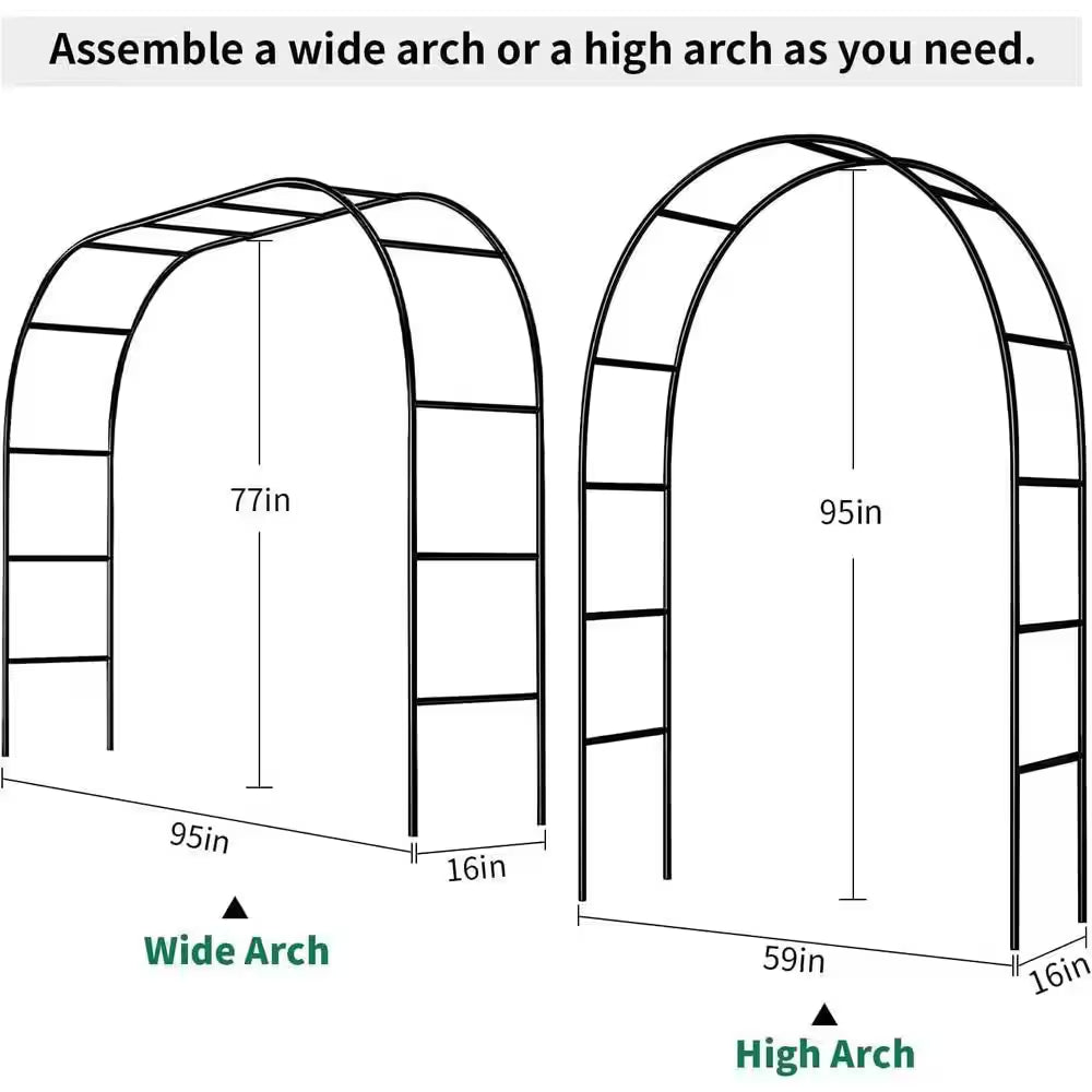 95 In. Metal Garden Arch Trellis for Party Decoration