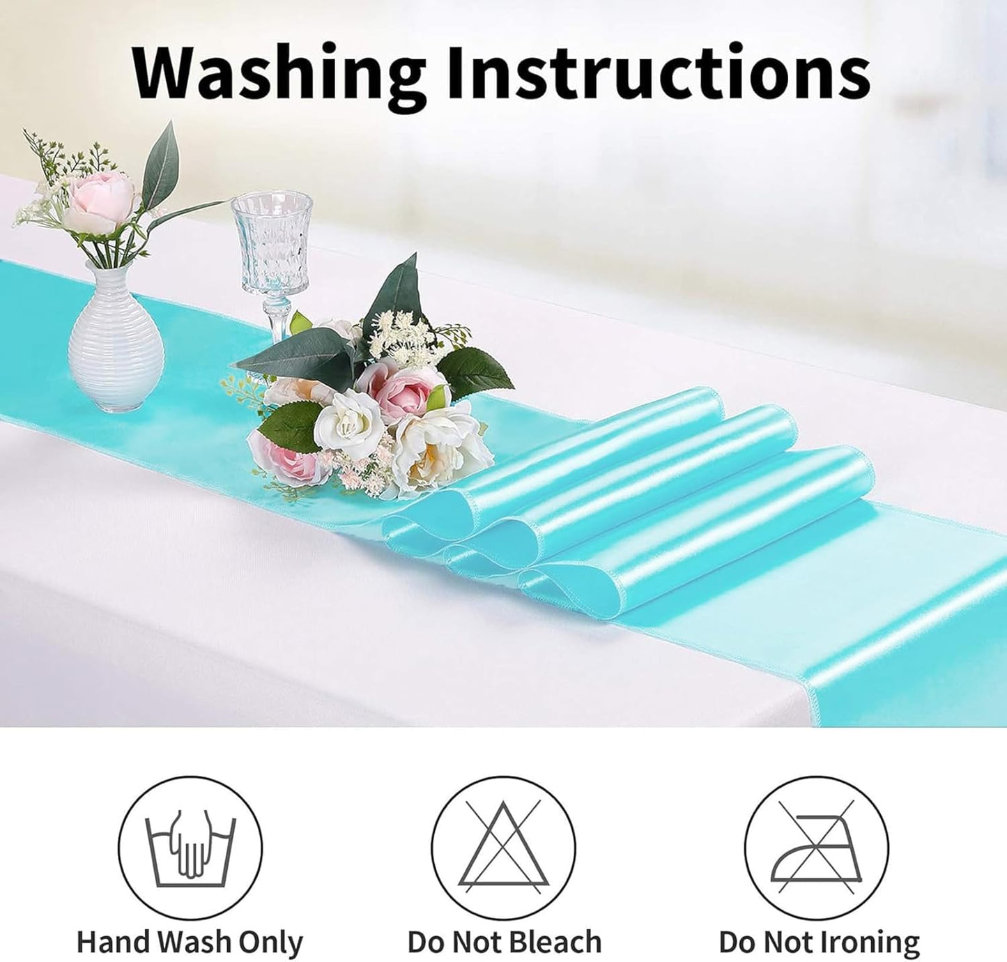 10-Pack Satin Table Runner Turquoise 12 X 108 Inches Long, Table Runners for Wedding, Birthday Parties, Banquets Decorations（10 Pack, 12X108 Inch, Turquoise）