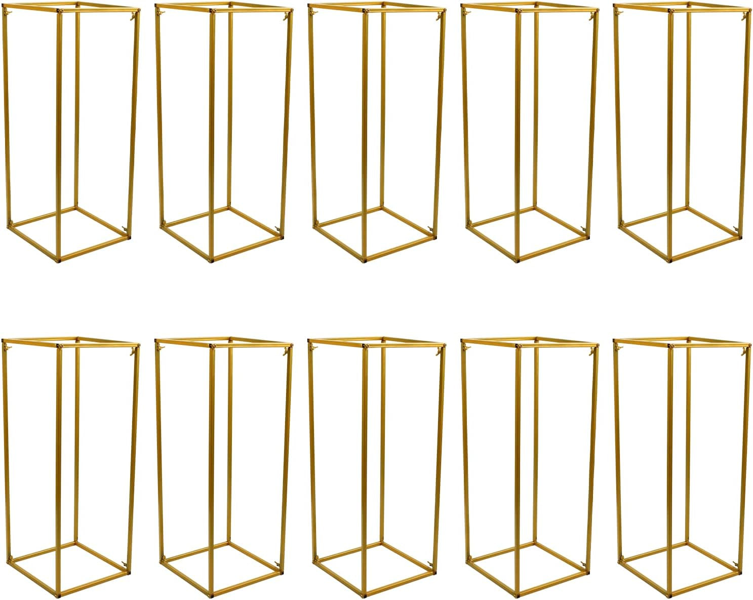 4/10 Pcs Gold Wedding Flower Stand Metal Vase Column Stand Geometric Centerpiece Vase (Style1)