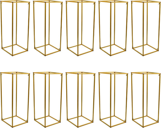 4/10 Pcs Gold Wedding Flower Stand Metal Vase Column Stand Geometric Centerpiece Vase (Style1)