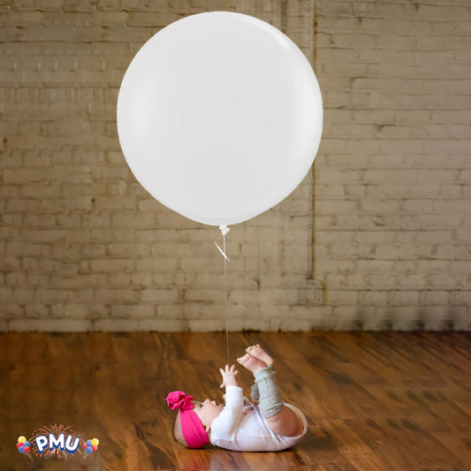Premium Latex Balloons - Jumbo Size Balloons for Birthdays, Wedding Parties, Baby Shower, Indoor & Outdoor Party Events & Decoration Supplies - Made in USA, 36 Inch Snow White, Pkg/12