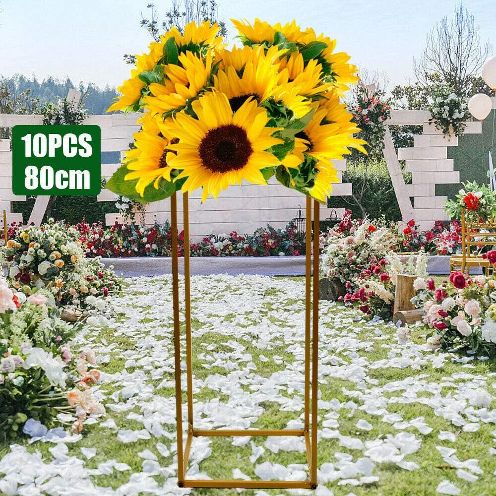 4/10 Pcs Gold Wedding Flower Stand Metal Vase Column Stand Geometric Centerpiece Vase (Style1)