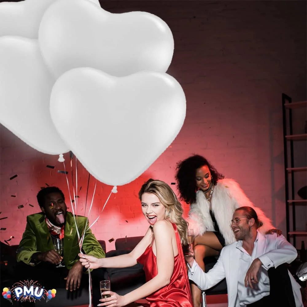 Premium Latex Balloons - Jumbo Size Balloons for Birthdays, Wedding Parties, Baby Shower, Indoor & Outdoor Party Events & Decoration Supplies - Made in USA, 36 Inch White Heart, Pkg/4