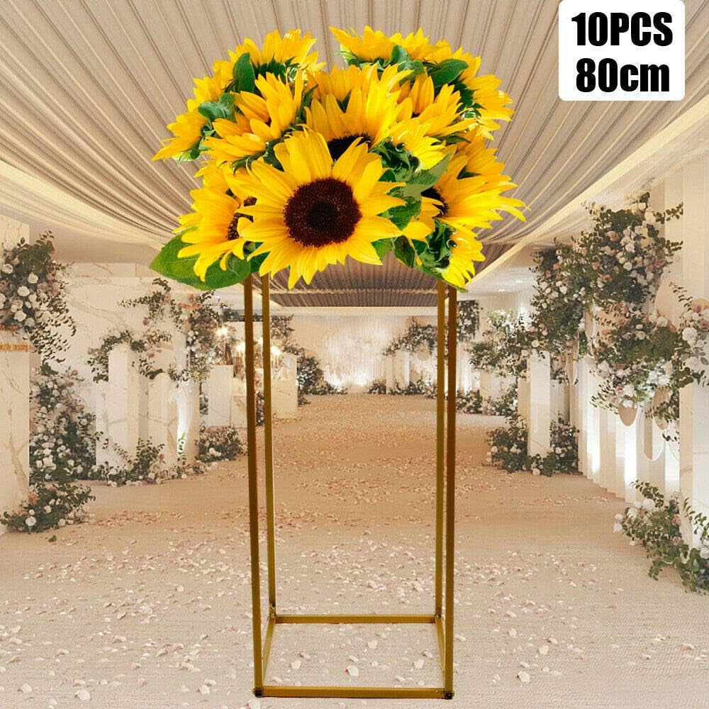 4/10 Pcs Gold Wedding Flower Stand Metal Vase Column Stand Geometric Centerpiece Vase (Style1)